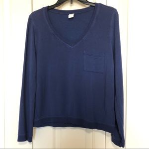 Free Press Sweatshirt Navy Blue V-Neck